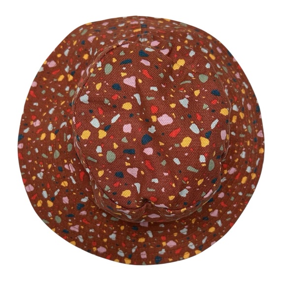 Madewell Size M/L Short-Brimmed Canvas Bucket Hat Burnt Umber Confetti Print - Picture 4 of 7